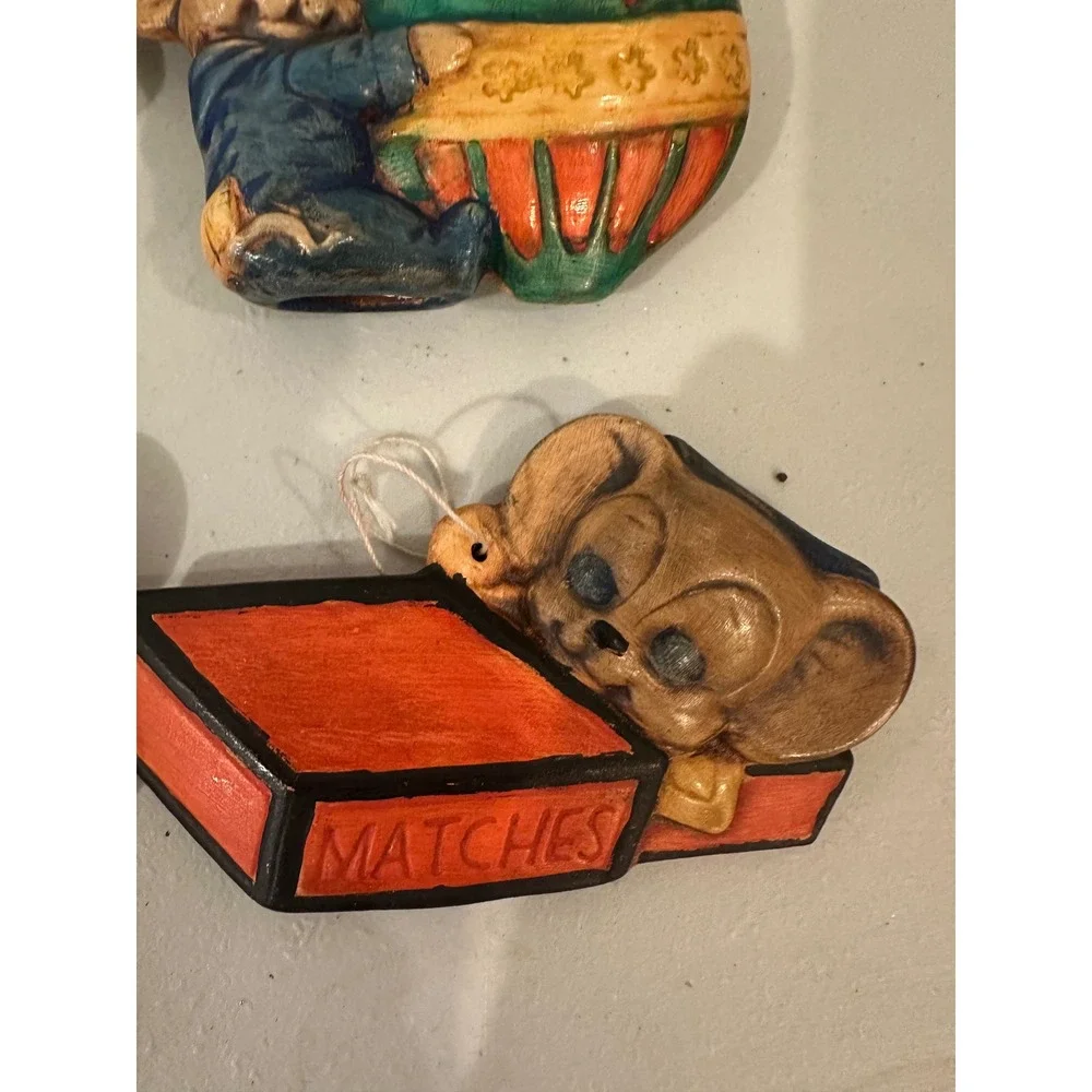 Vintage 1979 BJP Hand Painted Christmas Mouse Ornaments Set of 6 Mixed Lot